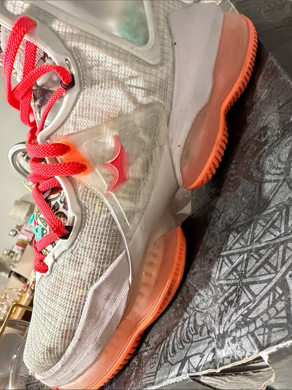 Women’s Low-Top Athletic Sneakers in Coral and White